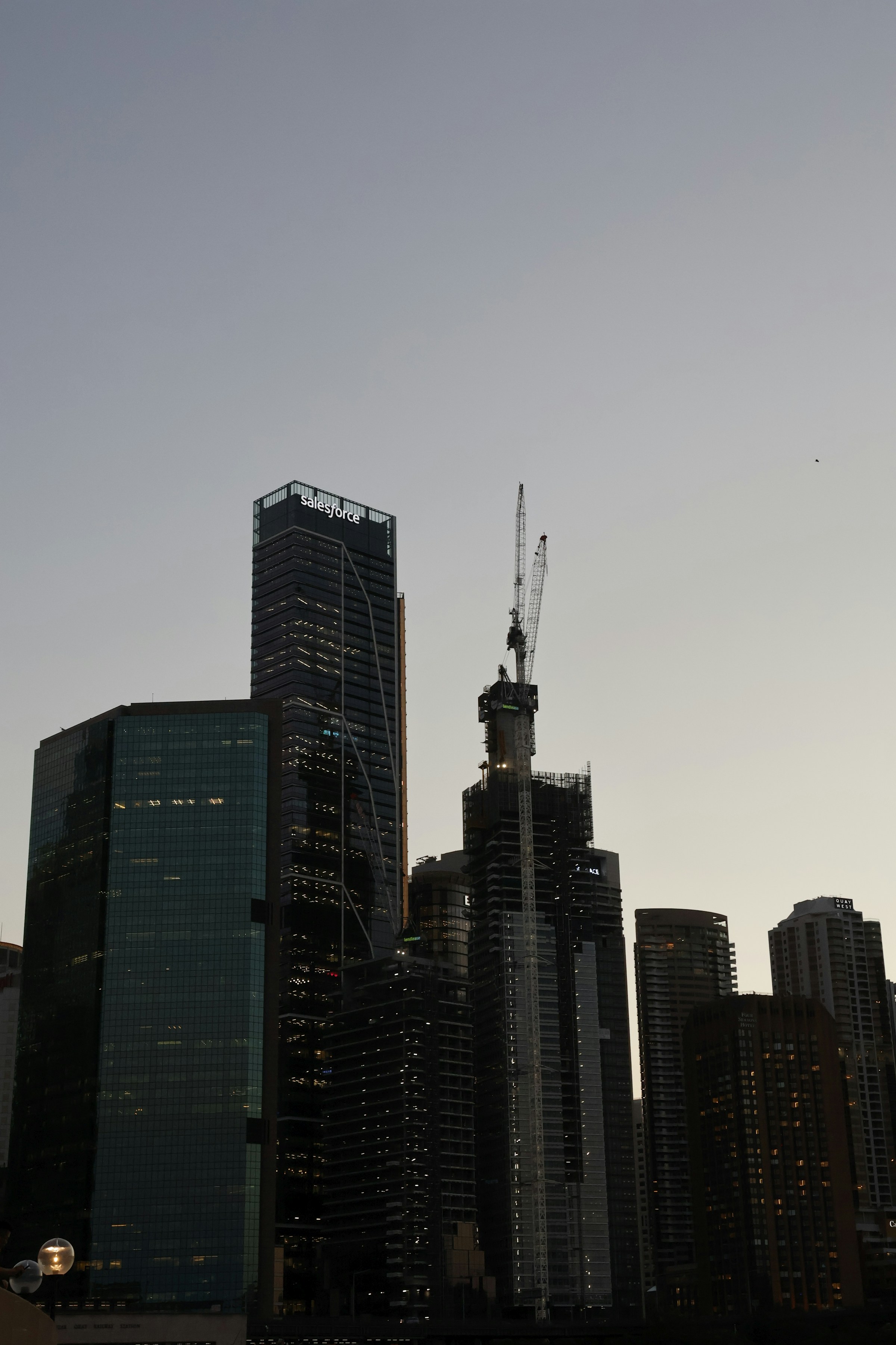 Sydney skyline with an active tower crane and building under construction